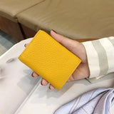 Women Short Wallets Cow Leather Trifold Purse with Rivet Decor