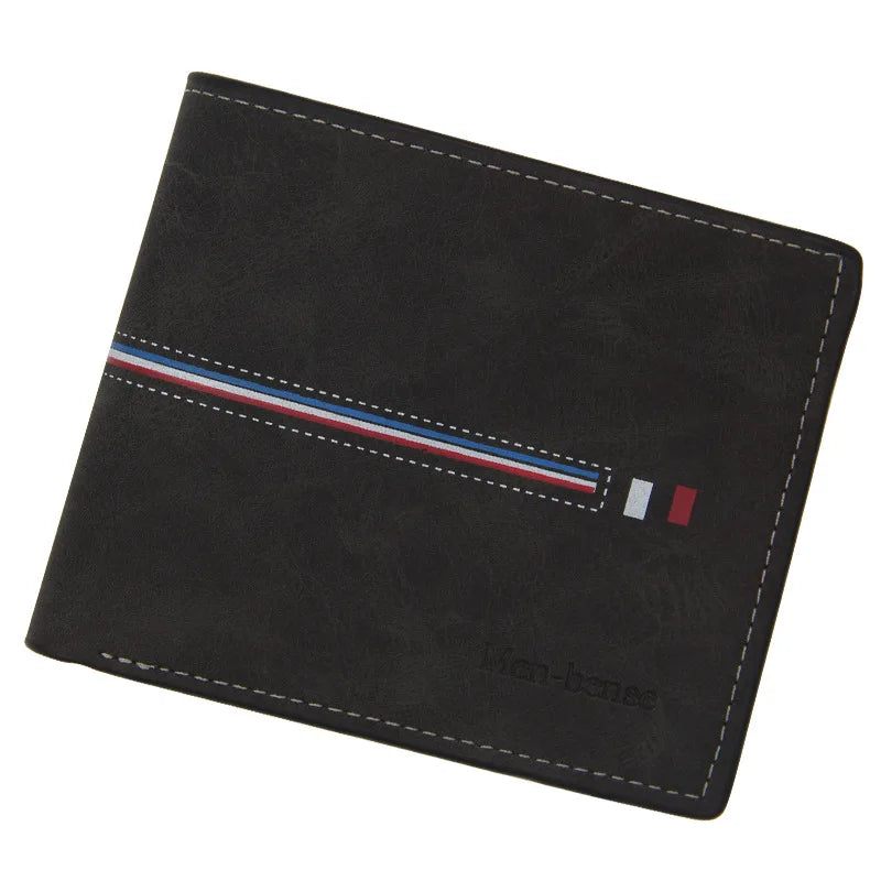 Vintage Print Short Wallets Stripe Bifold Mini Handbag Clutch Bag