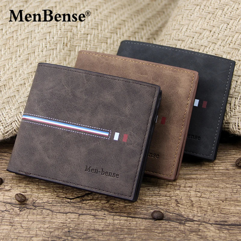 Vintage Print Short Wallets Stripe Bifold Mini Handbag Clutch Bag