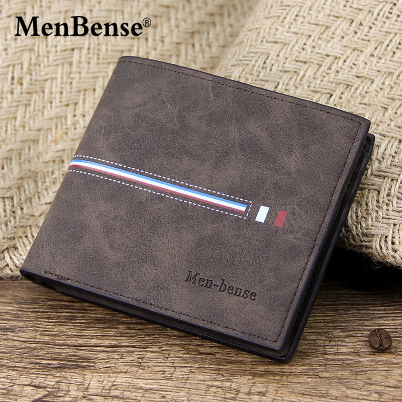 Vintage Print Short Wallets Stripe Bifold Mini Handbag Clutch Bag
