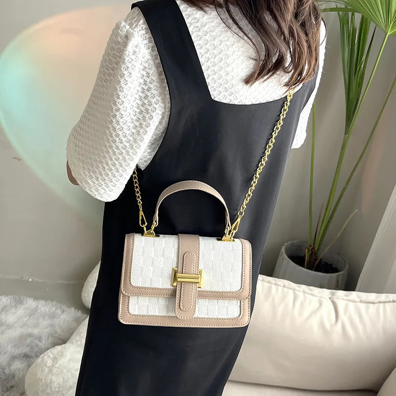 Women Shoulder Bag Handbags INS Bag Patchwork White/Black/Khaki Crossbody Bags