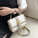 Women Shoulder Bag Handbags INS Bag Patchwork White/Black/Khaki Crossbody Bags