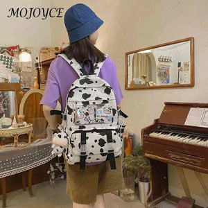 Women Shoulder Backpack Cow Printing Funny Laptop Backpack Large Capacity