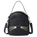 Cat Crossbody Shoulder Backpack Leather Purse Teen Messenger Bag