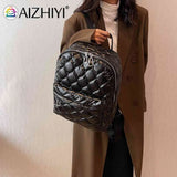 Quilted Shoulder Backpack Rhombus Pattern Solid Casual Travel Bag