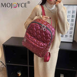 Quilted Rhombus Pattern Backpack Shoulder Bag for Women