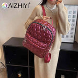 Quilted Shoulder Backpack Rhombus Pattern Solid Casual Travel Bag