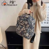 Women Shoulder Backpack Quilted School Back Pack Rhombus Pattern