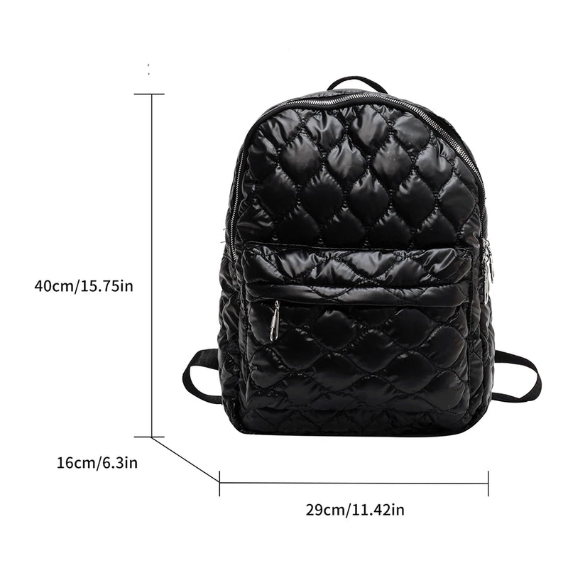 Quilted Rhombus Pattern Backpack Shoulder Bag for Women