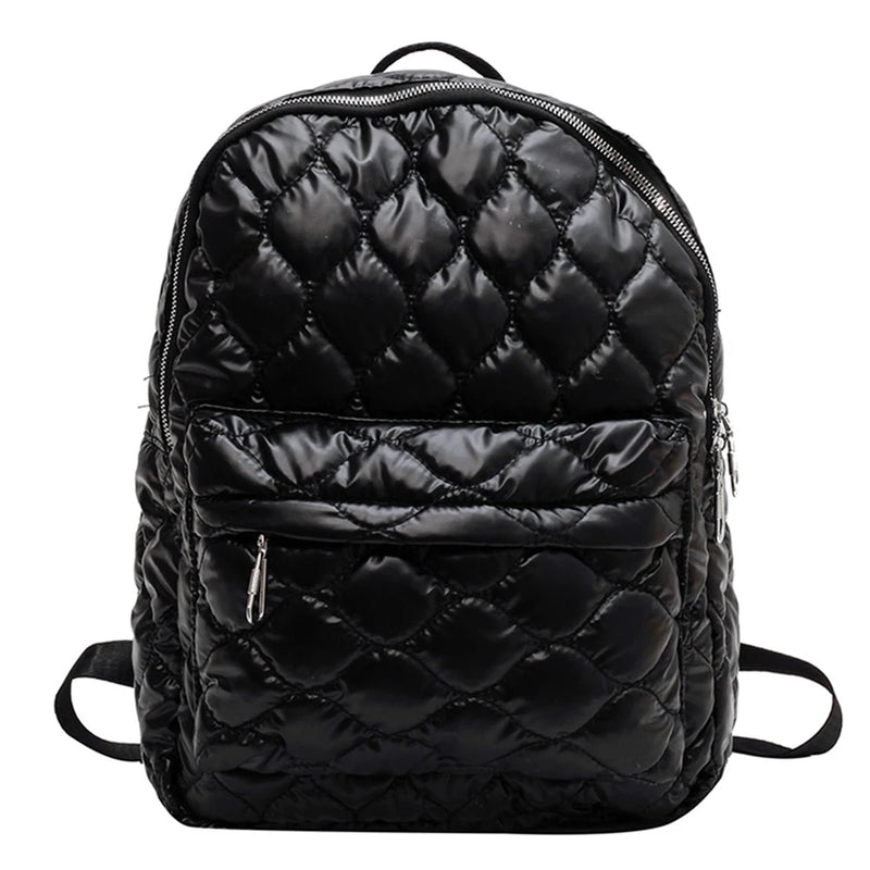 Women Shoulder Backpack Quilted School Back Pack Rhombus Pattern