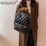 Quilted Rhombus Pattern Backpack Shoulder Bag for Women