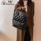 Women Shoulder Backpack Quilted School Back Pack Rhombus Pattern