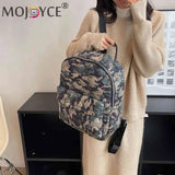 Quilted Rhombus Pattern Backpack Shoulder Bag for Women