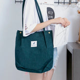 Corduroy Shoulder Bag Retro Style Tote Handbag