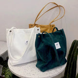 Corduroy Shoulder Bag Retro Style Tote Handbag