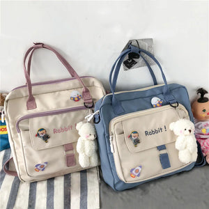 Women Shoulder Bag Nylon Tote Bag Embroidered Letter Student Han