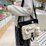 Women Shoulder Bag Nylon Tote Bag Embroidered Letter Student Han