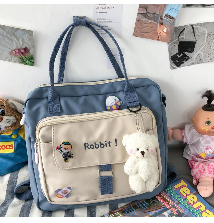 Women Shoulder Bag Nylon Tote Bag Embroidered Letter Student Han