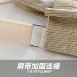 Corduroy Mini Shoulder Bag with Embroidery - Cute Top Handle Tote Handbag