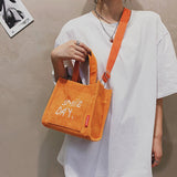 Corduroy Mini Shoulder Bag with Embroidery - Cute Top Handle Tote Handbag
