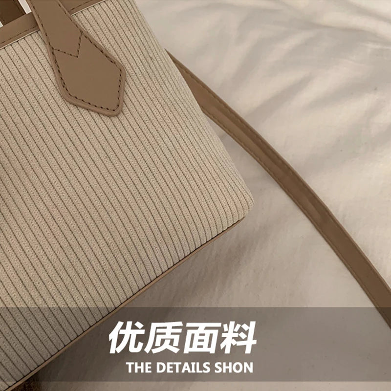 Corduroy Mini Shoulder Bag Girl Shopper Handbag Autumn Winter Crossbody