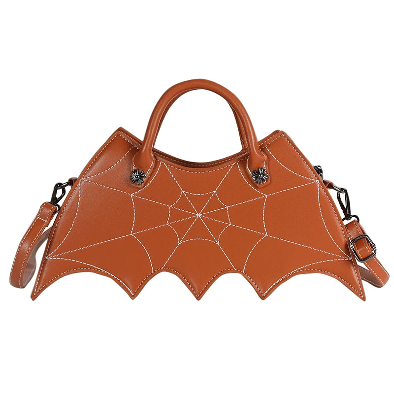 Spider Web Embroidery Shoulder Bag Leather Crossbody Bag