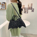 Spider Web Embroidery Shoulder Bag Leather Crossbody Bag