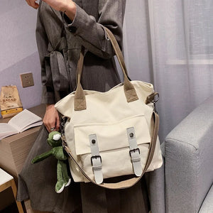 Canvas Shoulder Bag Large Capacity Casual Handbag for Girls