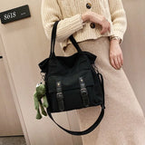 Canvas Shoulder Bag Large Capacity Casual Handbag for Girls