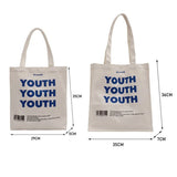 Letters Print Canvas Shoulder Bag Eco Handbag Tote