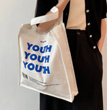 Letters Print Canvas Shoulder Bag Eco Handbag Tote