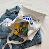 Letters Print Canvas Shoulder Bag Eco Handbag Tote