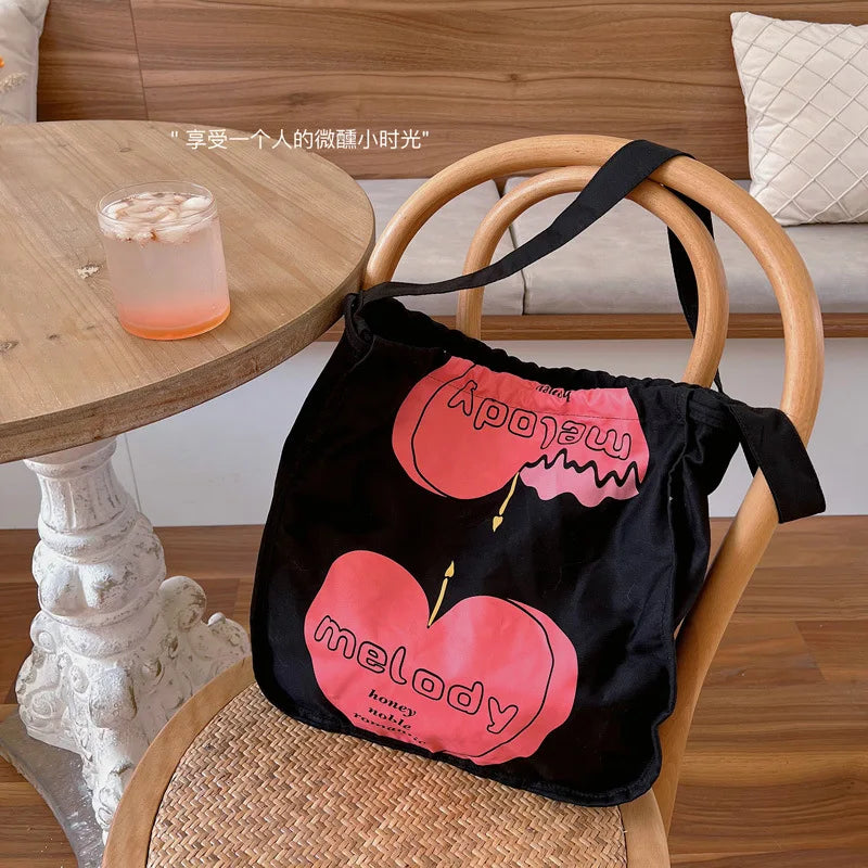 Canvas Totes Bag Large Capacity Shopper Bag Snap Printing Handbags