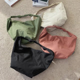 Casual Canvas Shoulder Bag with Tied Knot Strap for Women