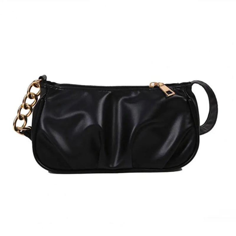 Casual Solid Zipper Shoulder Bag Underarm Purse Stylish Handbag for Shopping