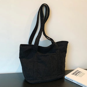 Corduroy Shoulder Bag Vintage Top Handle Lightweight Ladies Girl Clutches