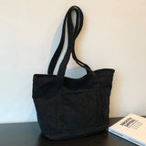 Corduroy Shoulder Bag Vintage Top Handle Lightweight Ladies Girl Clutches