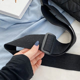 Women Shoulder Bag Cotton Padded Messenger Bag with Bear Pendant