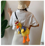 Animal Plush Shoulder Bag Soft Purse Duck Dog Messenger Bag