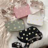 Women Shoulder Bag Daisy Pattern Handbags Small Square Messenger Tote Bags