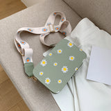 Women Shoulder Bag Daisy Pattern Handbags Small Square Messenger Tote Bags