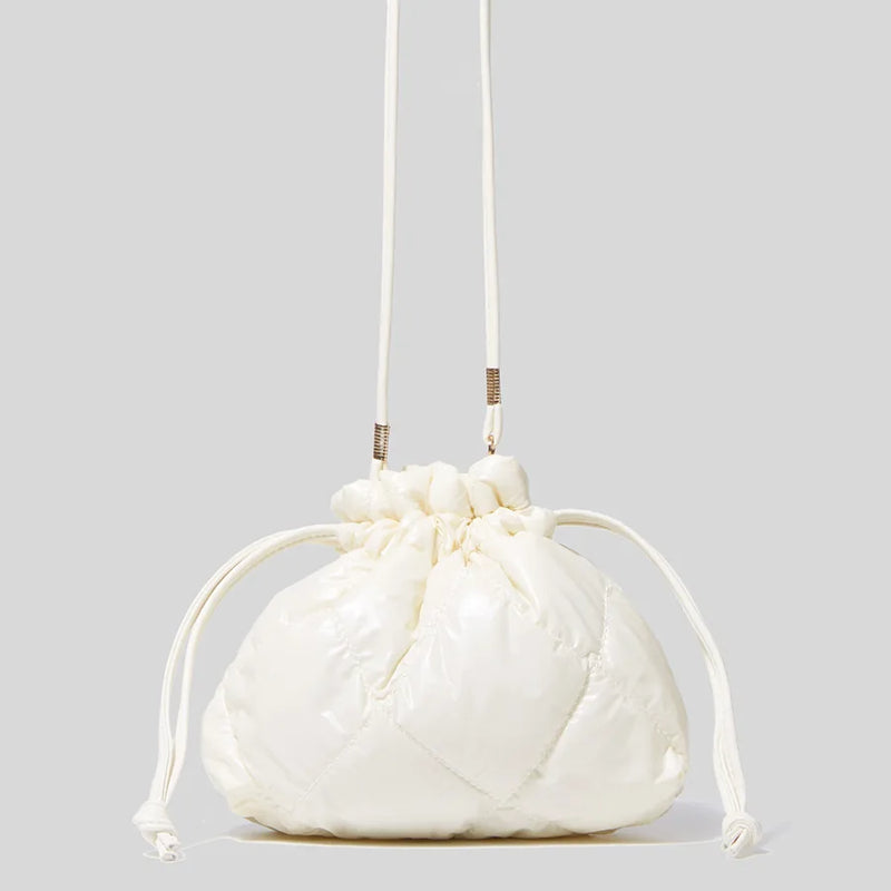 Women Shoulder Bag Diamond Lattice Fabric Small String Closure