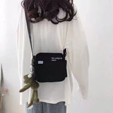 Canvas Messenger Bag Girl Student Bag Large Capacity Square Shoulder Bag