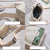 Canvas Messenger Bag Girl Student Bag Large Capacity Square Shoulder Bag