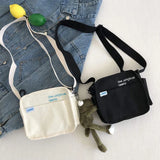 Canvas Messenger Bag Girl Student Bag Large Capacity Square Shoulder Bag