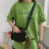 Canvas Messenger Bag Girl Student Bag Large Capacity Square Shoulder Bag