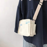 Canvas Messenger Bag Girl Student Bag Large Capacity Square Shoulder Bag