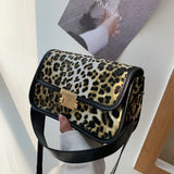 Leopard Print Shoulder Bag PU Leather Underarm Clutch Handbag