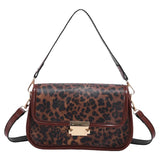 Leopard Print Shoulder Bag PU Leather Underarm Clutch Handbag
