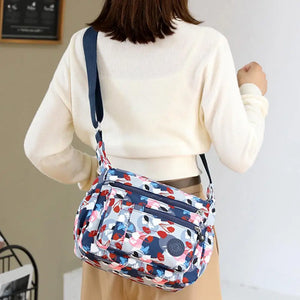 Women Shoulder Bag Print Pockets Diaper Bag Large Capacity Adjustable Strap